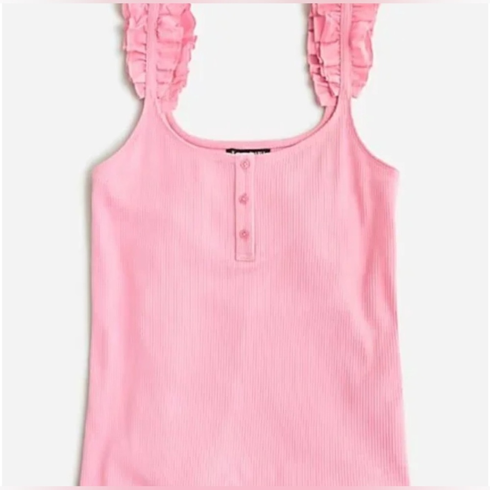 J. Crew Scrunchie Strap Henley Tank in Vintage Rib ~ Pink